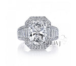 Davis Classics Proposal Ready Double Halo Multi Row Diamond Engagement Ring in Platinum.