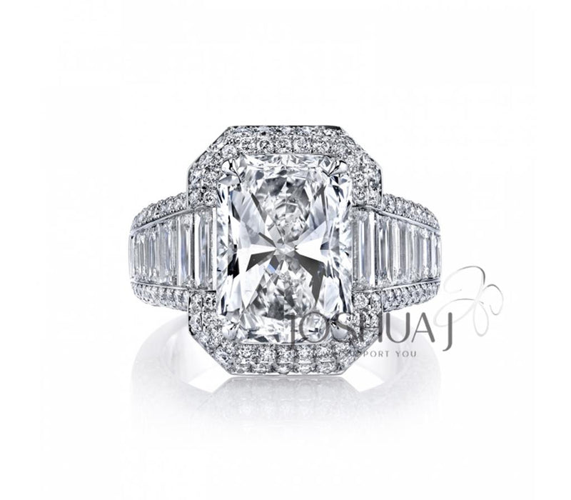 Davis Classics Platinum Emerald Double Halo Design Proposal-Ready Engagement Ring