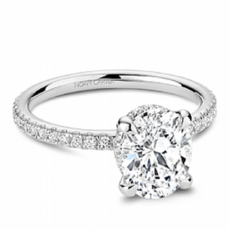 Noam Carver Hidden Halo Diamond Engagement Ring Setting in 14k White Gold