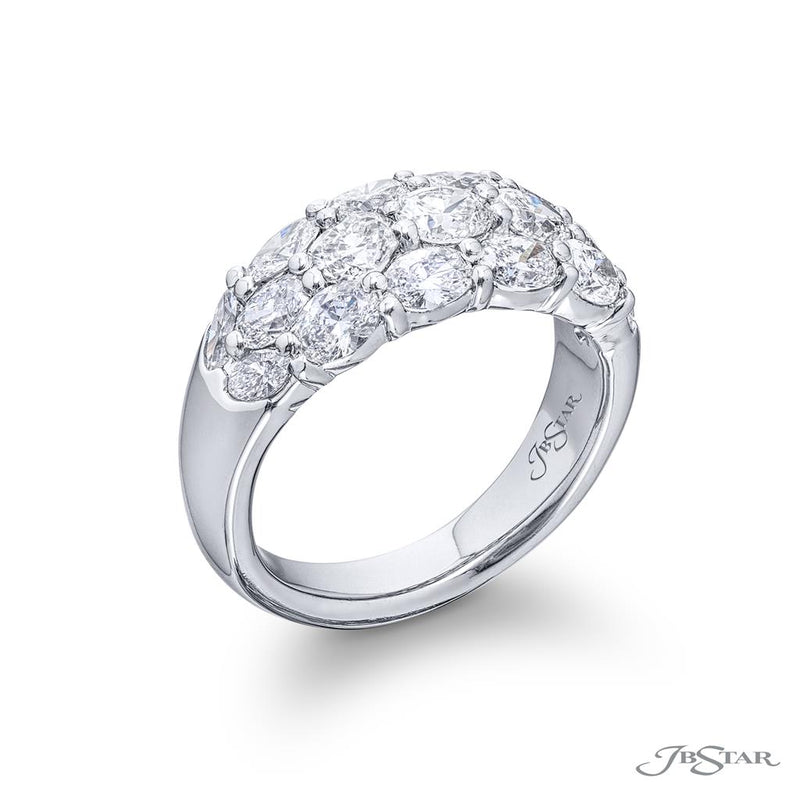 JB Star Platinum Oval Three-Row Wedding Band with Brilliant Cut Diamonds