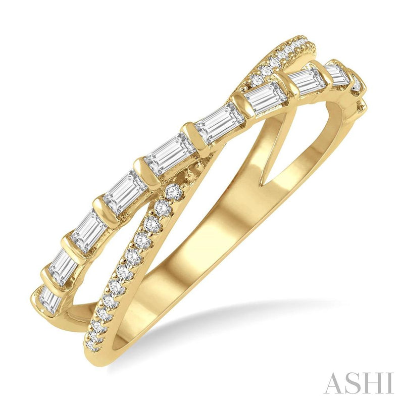 Davis Classics 14k Yellow Gold Crossover Design Diamond Fashion Ring