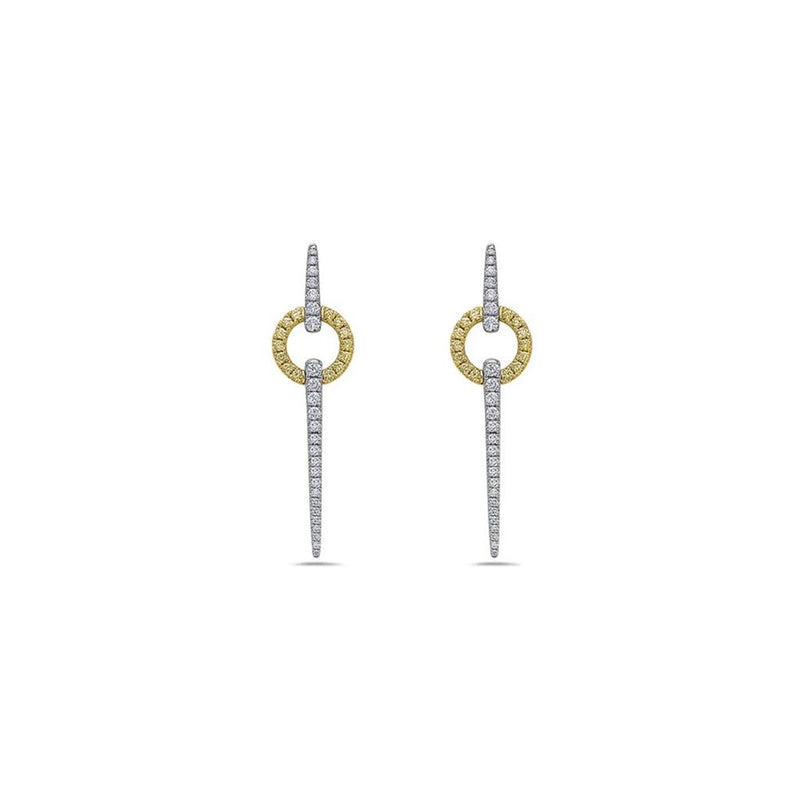 Charles Krypell 18k White and Yellow Gold Fancy Yellow Diamond Spear Dangle Earrings