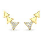 Vlora 14k Yellow Gold Miravel Collection Multi Trinity Diamond Ear Climbers