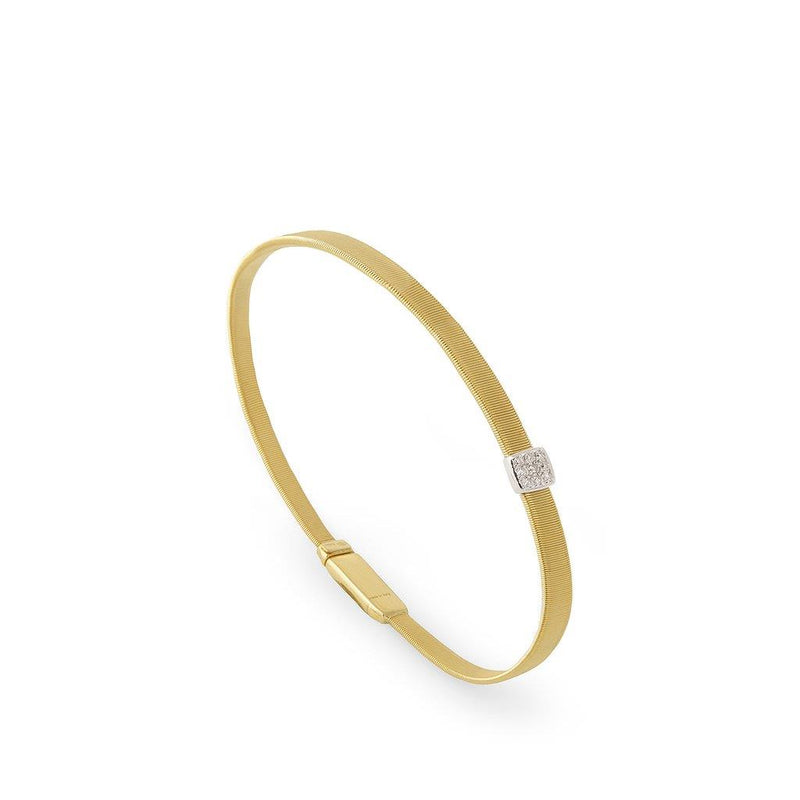 Marco Bicego 18k Yellow and White Gold Masai Collection Crossover Diamond Bangle Bracelet