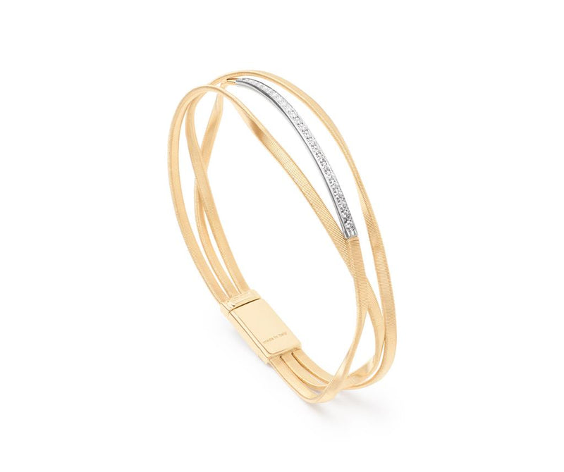 Marco Bicego Marrakech Collection Diamond Bangle Bracelet in 18K Yellow and White Gold