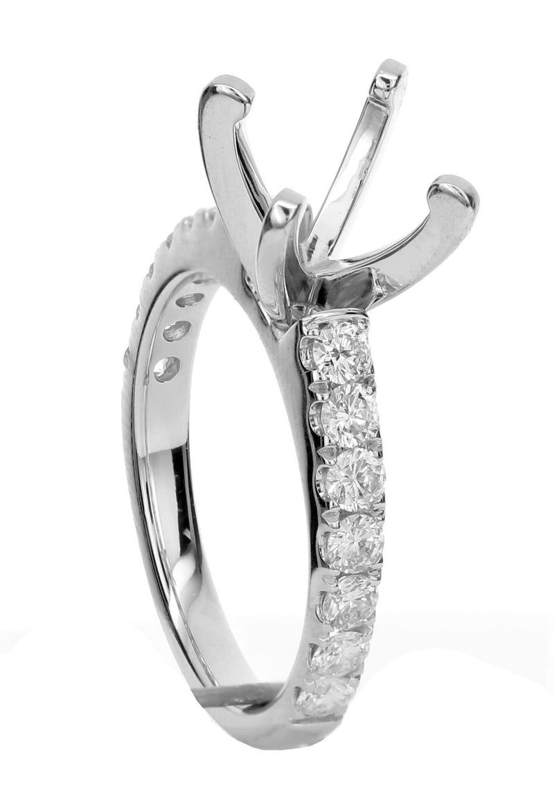 Davis Classics Sidestone Diamond Engagement Ring Setting in 18k White Gold