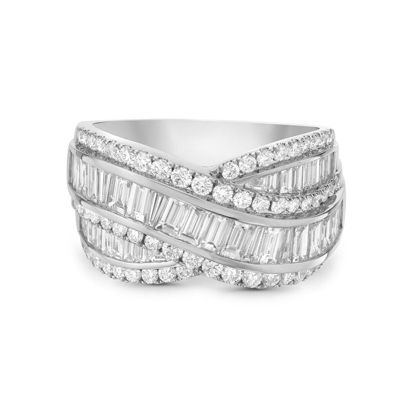 Charles Krypell 18k White Gold Crossover Diamond Fashion Band