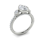 Vlora 14k White Gold Three Stone Collection Bezel Style Pear Diamond Engagement Ring Setting