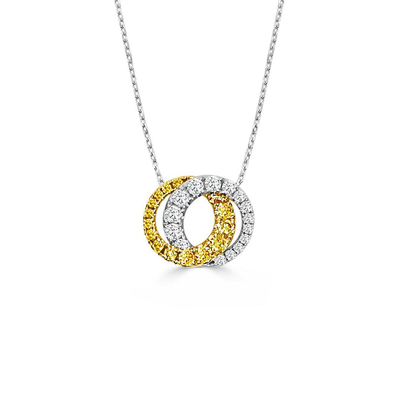 Frederic Sage 14k White Gold Yellow Diamond and Diamond Halo Pendant