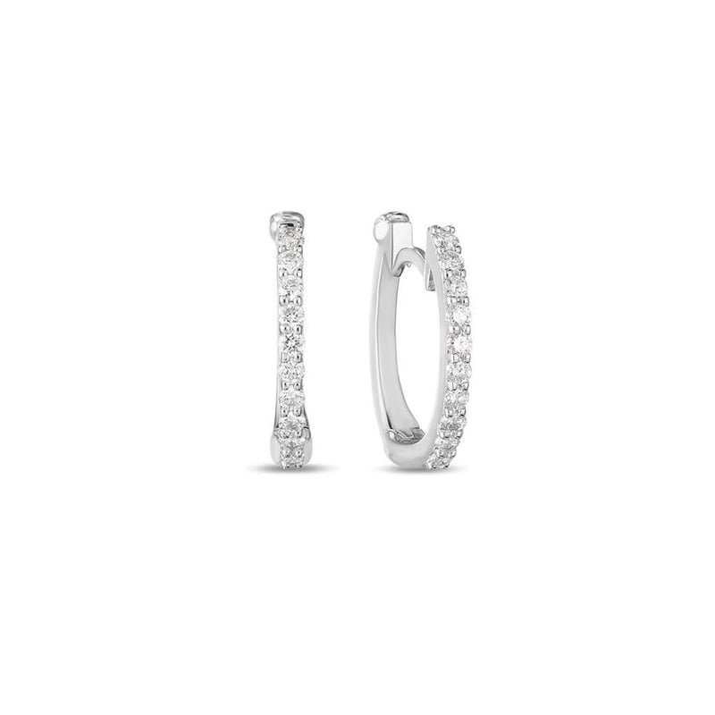 Roberto Coin 18k White Gold Baby Huggie Hoop Earrings with Diamonds