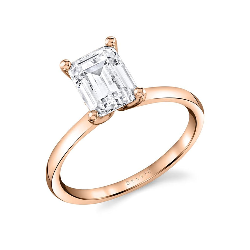 Sylvie Solitaire Diamond Engagement Ring Setting in 14k Rose Gold