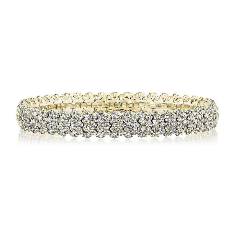 Davis Classics 18k Yellow Gold Multi-Row Diamond Stretch Bracelet