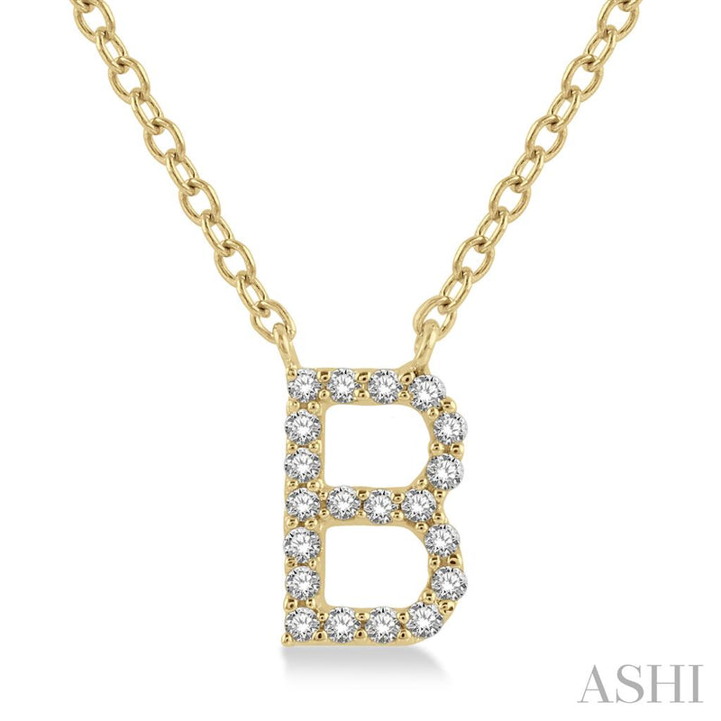 Davis Classics 14k Yellow Gold Diamond Initial "B" Pendant Necklace