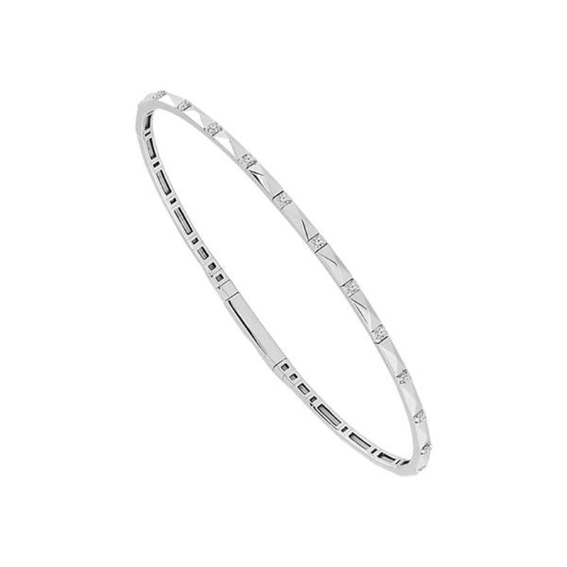 Davis Classics 14k White Gold and Titanium Flexie Diamond Cut Bangle Bracelet