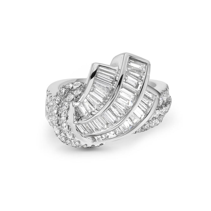 Charles Krypell 18k White Gold Wrapped Wave Design Diamond Ring