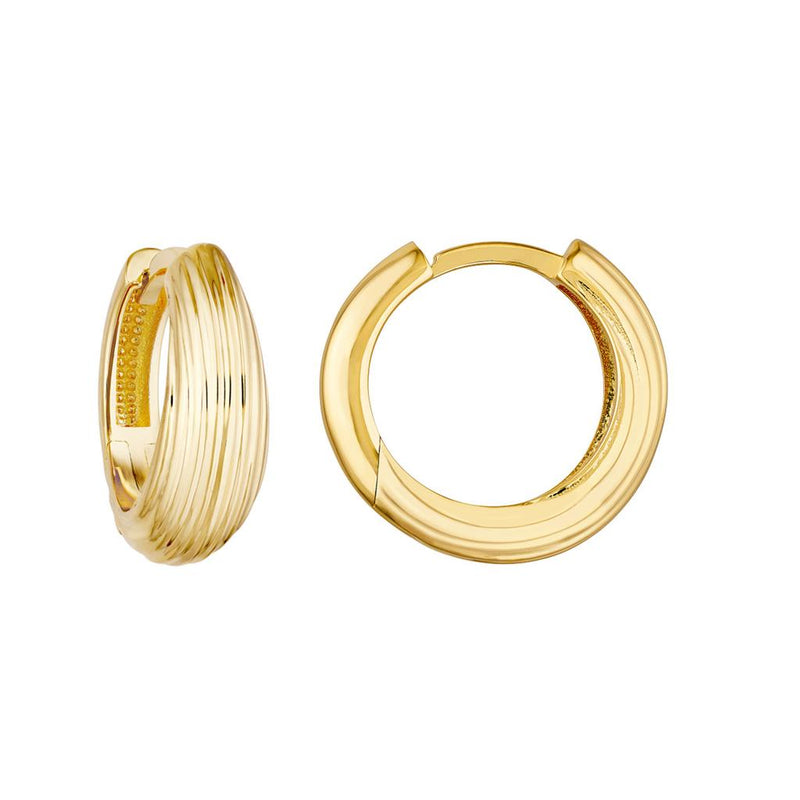 Davis Classics 14k Yellow Gold Fluted Polished Hoop Earrings