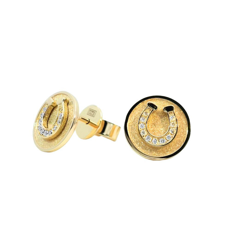 Frederic Sage 14k Yellow Gold Diamond Horseshoe Stud Earrings