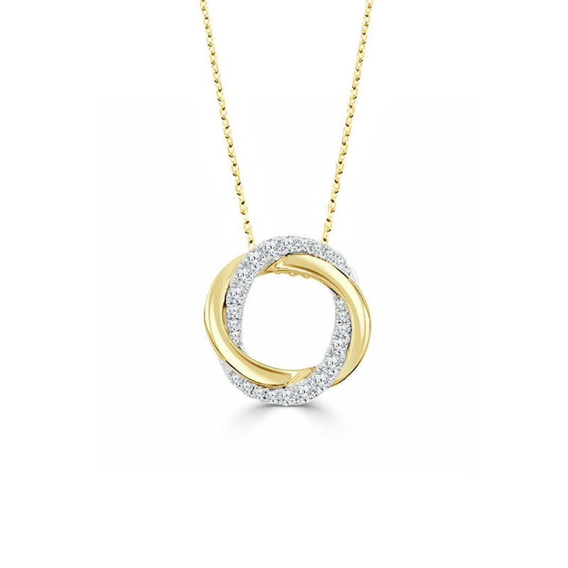 Frederic Sage 14k Yellow and White Gold Open Circle Crossover Diamond Pendant