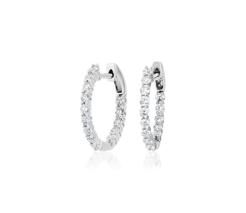 Davis Classics Diamond In & Out Hoop Earrings in 14k White Gold