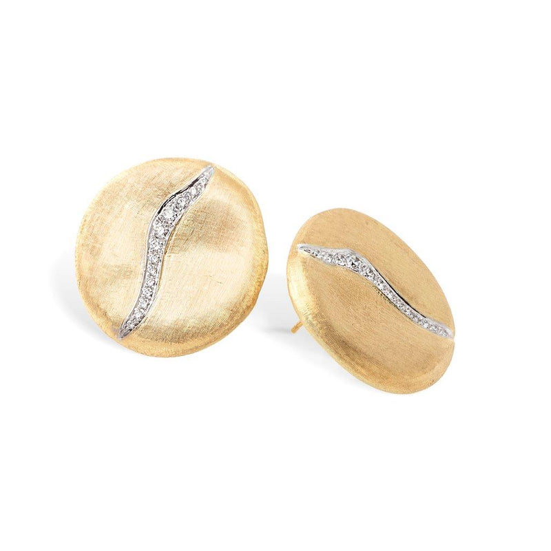 Marco Bicego 18k Yellow and White Gold Jaipur Gold Collection Limited Edition Diamond Stud Earrings