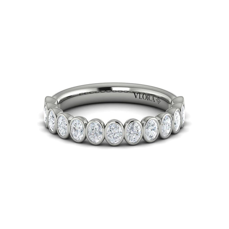 Vlora 14k White Gold Stackable Oval Cut Diamond Band