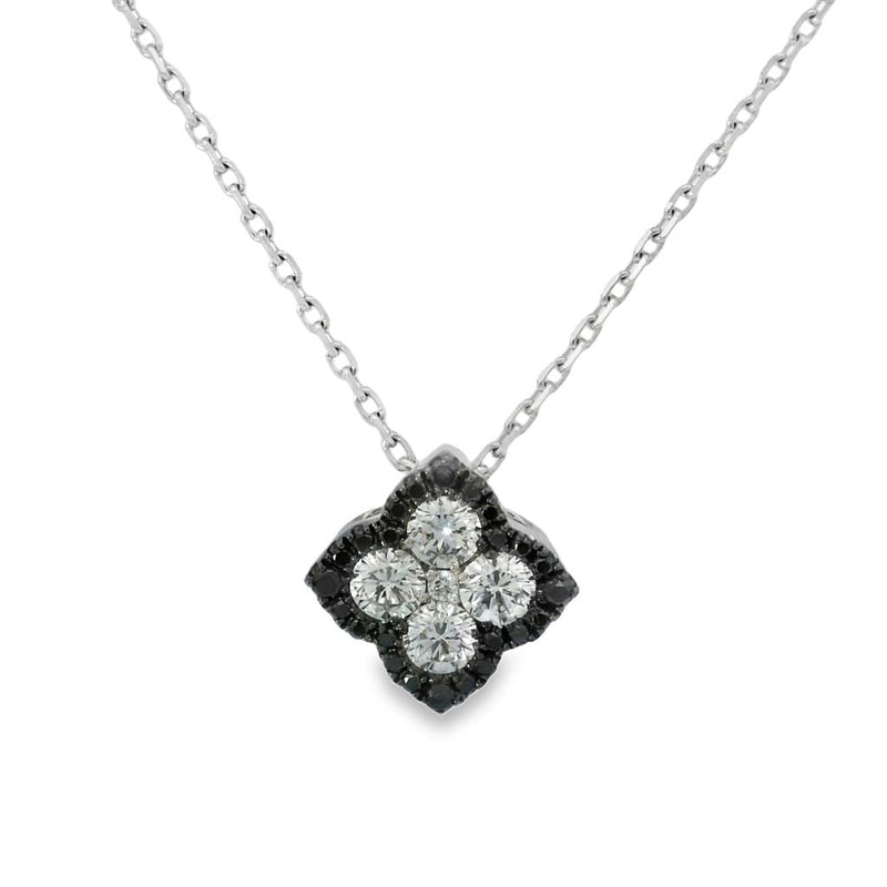 Frederic Sage 14k White Gold Diamond and Black Diamond Fleur D'Amour Pendant