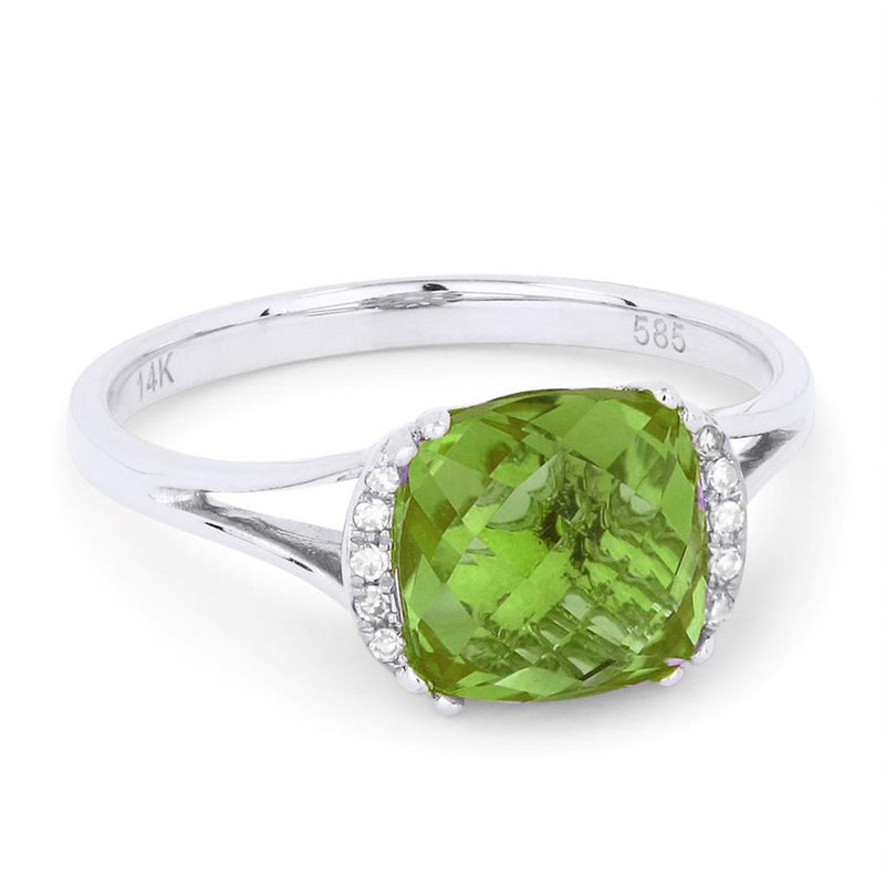 Madison L 14k White Gold Half Halo Design Peridot Fashion Ring