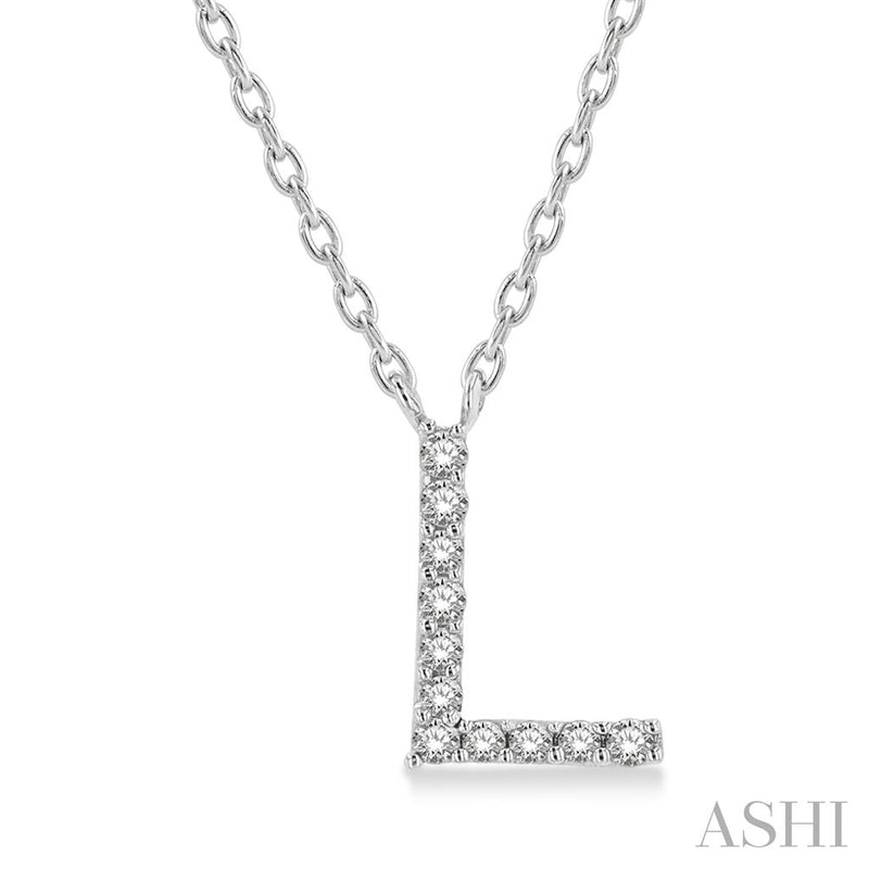 Davis Classics 14k White Gold Diamond Initial "L" Pendant Necklace