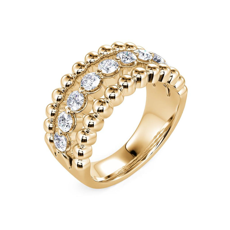 Davis Classics 14k Yellow Gold Diamond Fashion Band with Bead Detail