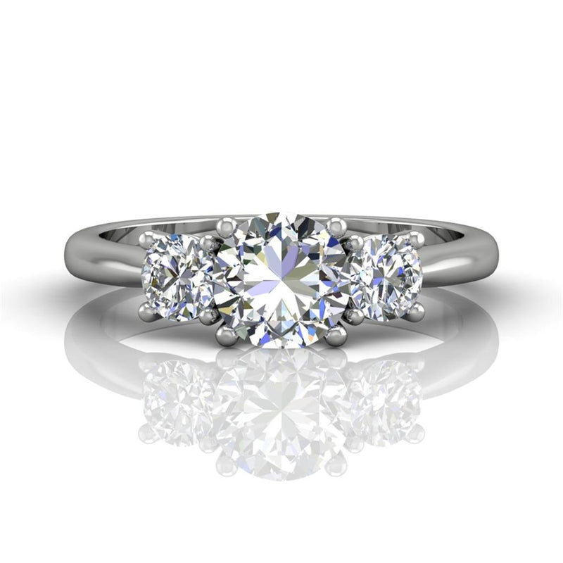 Martin Flyer Three Stone Diamond Engagement Ring Setting in 14k White Gold