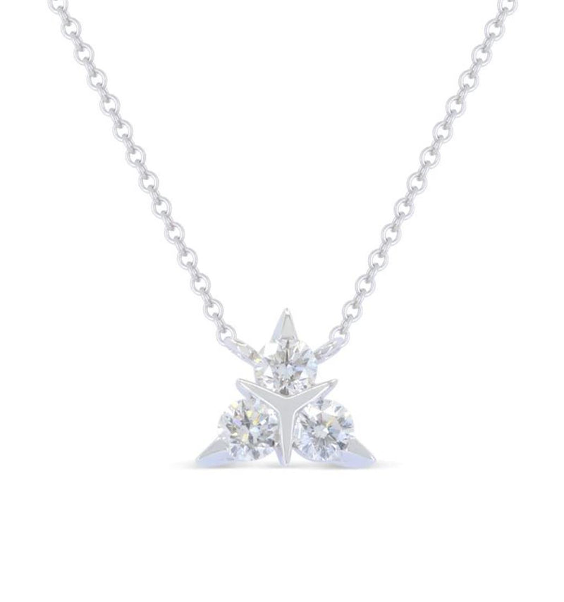 Madison L 14k White Gold Adjustable Three-Stone Diamond Pendant Necklace