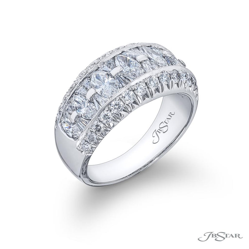 JB Star Platinum Multi-Row Vintage-Inspired Wedding Band with Marquis and Baguette Cut Diamonds