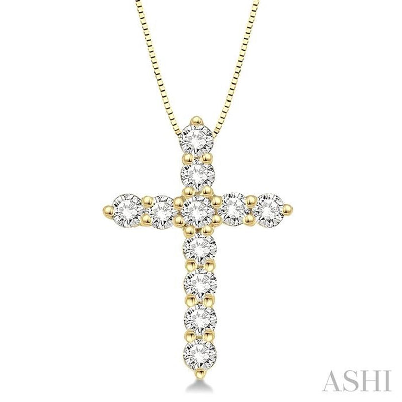 Davis Classics 14k Yellow Gold Diamond Cross Pendant Necklace