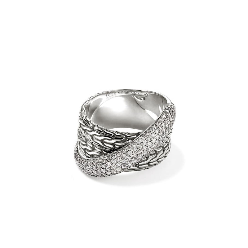 John Hardy Essential Pavé Diamond Crossover Ring