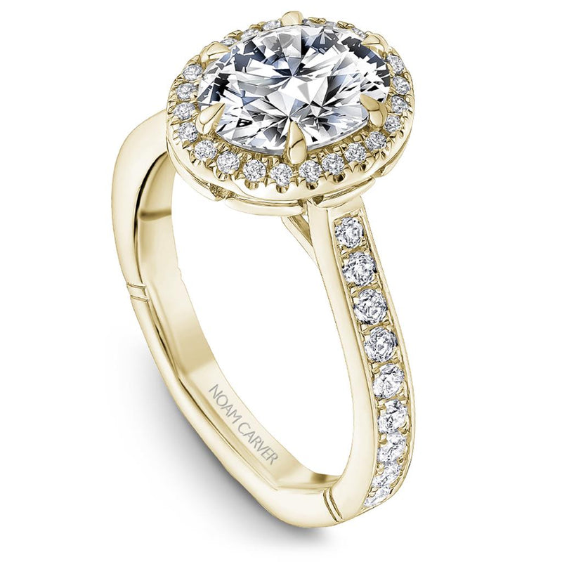 Noam Carver Halo Diamond Engagement Ring Setting in 14k Yellow Gold