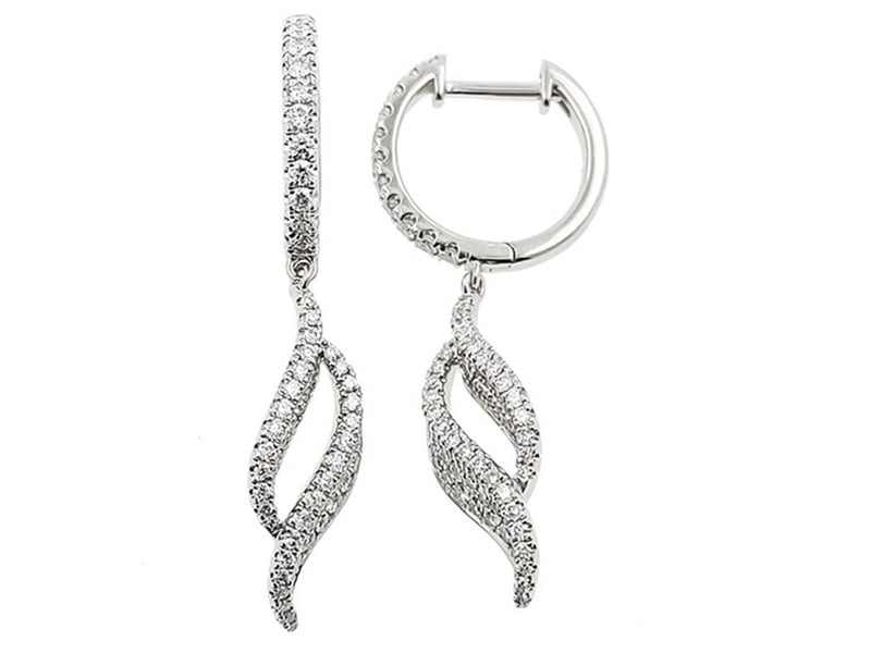 Davis Classics Diamond Drop Earrings in 14k White Gold