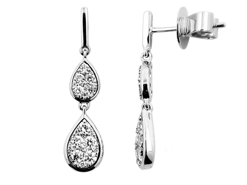 Davis Classics 14k White Gold Teardrop Diamond Drop Earrings