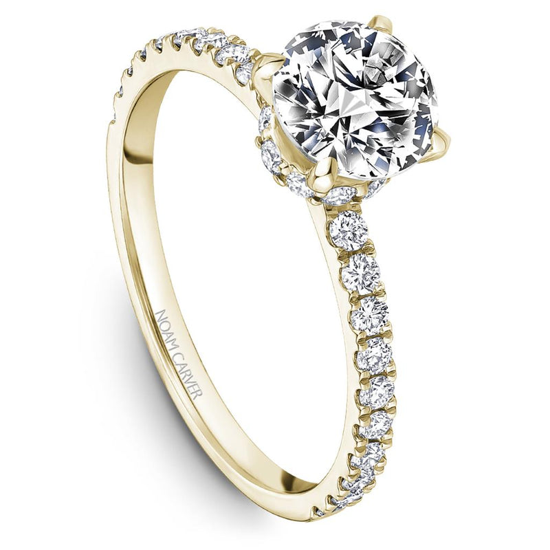 Noam Carver Hidden Halo Diamond Engagement Ring Setting in 14k Yellow Gold