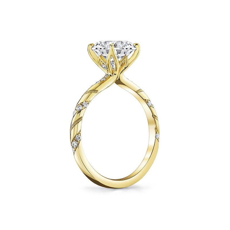 Sylvie 14k Yellow Gold Rope Design Engagement Ring Setting with Milgrain Detail