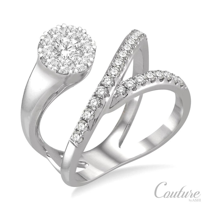 Davis Classics 18k White Gold EverBright Collection Couture Ethereal Endless Diamond Bypass Ring