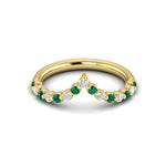 Vlora 14k Yellow Gold Adella Color Collection Emerald and Diamond Contour Fashion Ring