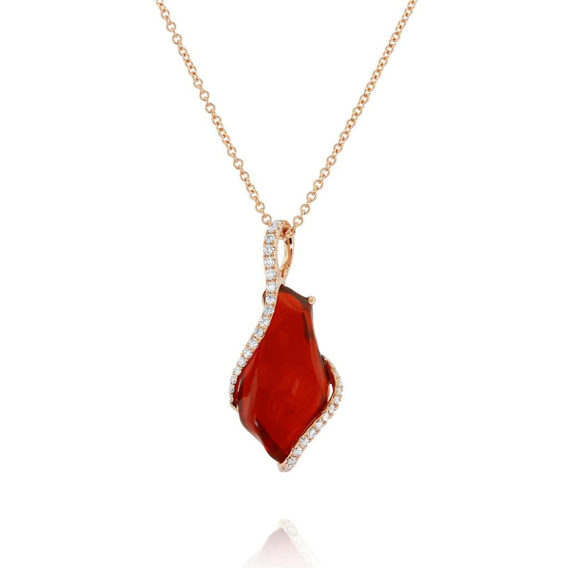 Yael Designs 18k Rose Gold Mexican Fire Opal Pendant