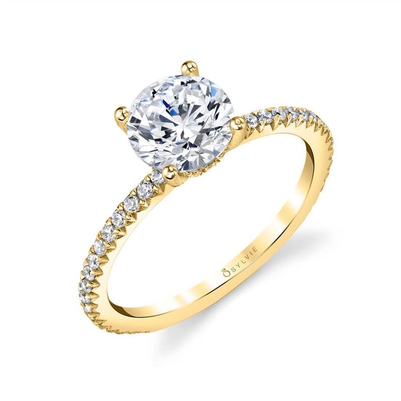 Sylvie Sidestone Diamond Engagement Ring Setting in 14k Yellow Gold