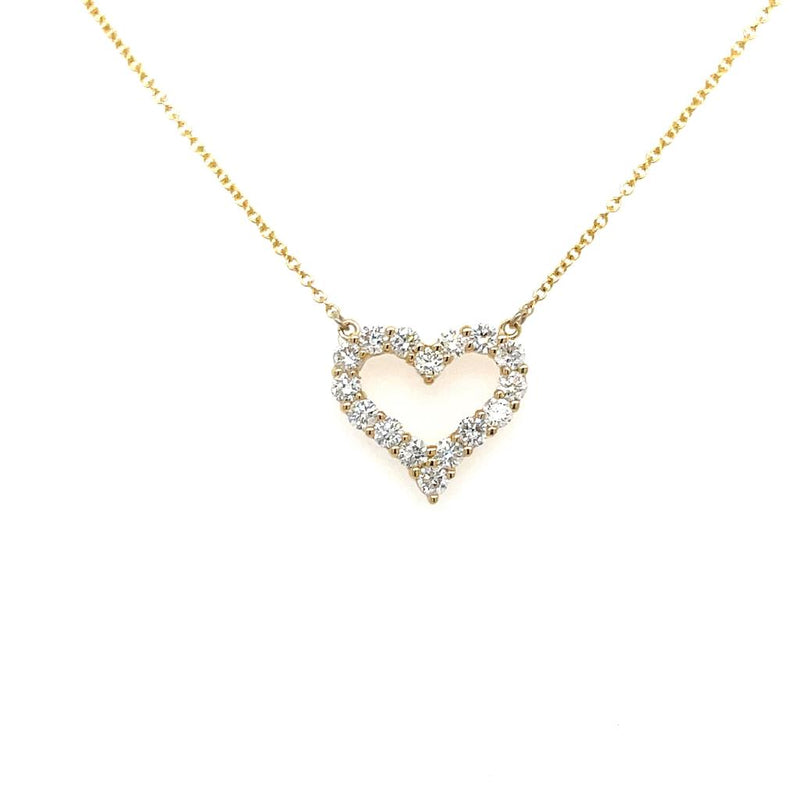 Davis Classics 14k Yellow Gold Open Heart Diamond Pendant Necklace