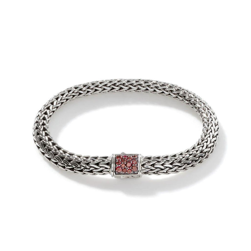 John Hardy Chain Collection Pavé Garnet Bracelet