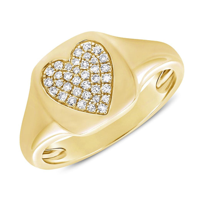 Davis Classics Signet Diamond Fashion Ring in 14k Yellow Gold