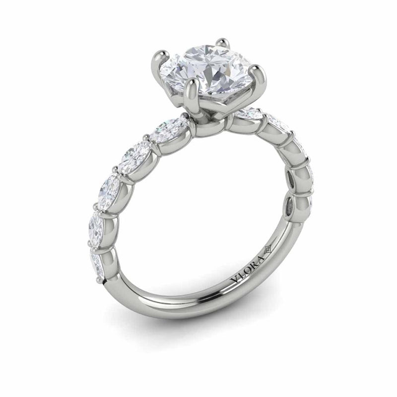 Vlora 14k White Gold Classic Collection Oval Diamond Engagement Ring Setting