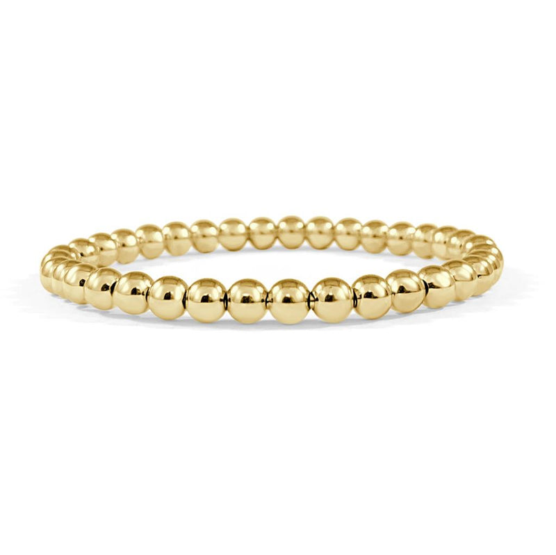 Davis Classics 14k Yellow Gold Solid Bead Stretch Bracelet