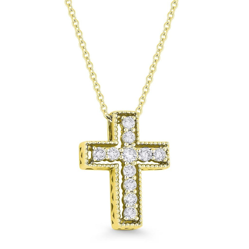 Madison L 14k Yellow Gold Diamond Cross Pendant