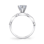 Sylvie 14k White Gold Vintage Design Engagement Ring Setting with Milgrain Detail